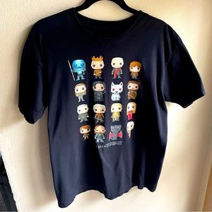 Game of Thrones Funko Character Short Sleeve Black Tshirt. Size Large